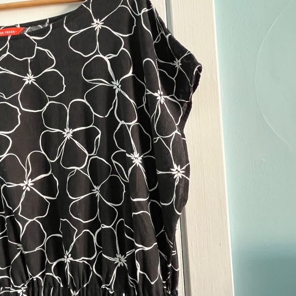 Joe Fresh Linen Blend Dress, Black with White Floral Print, 2X - Picture 2 of 10